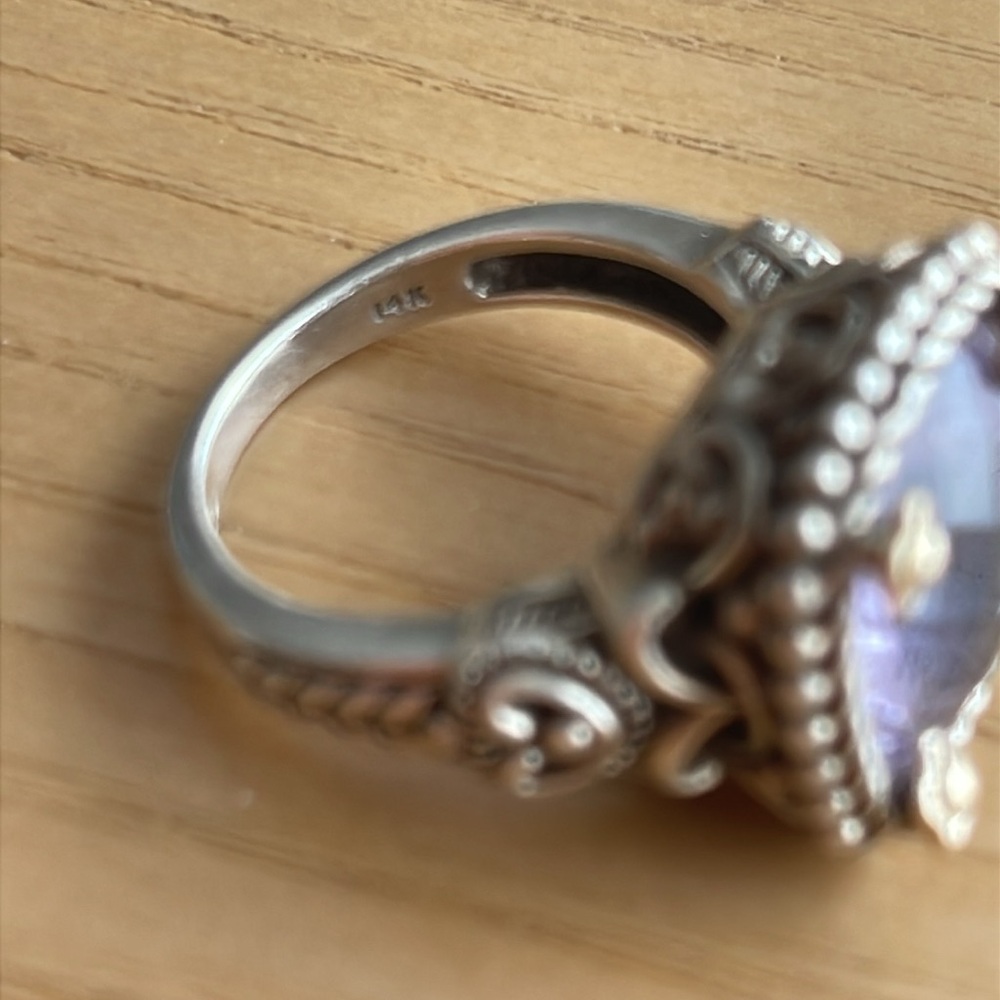 Silver and lavander Gemstone Ring QG 325 14k gold - Picture 4 of 4
